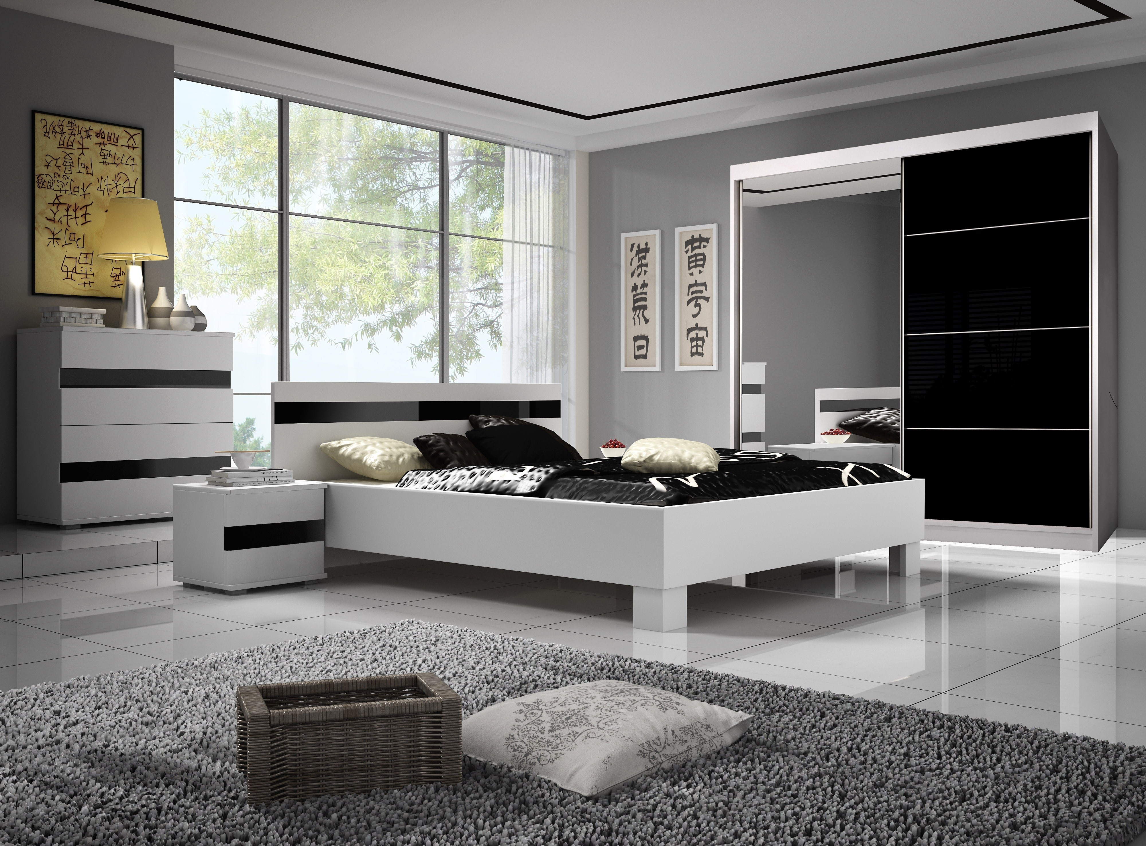 Dormitor lucca alb+negru