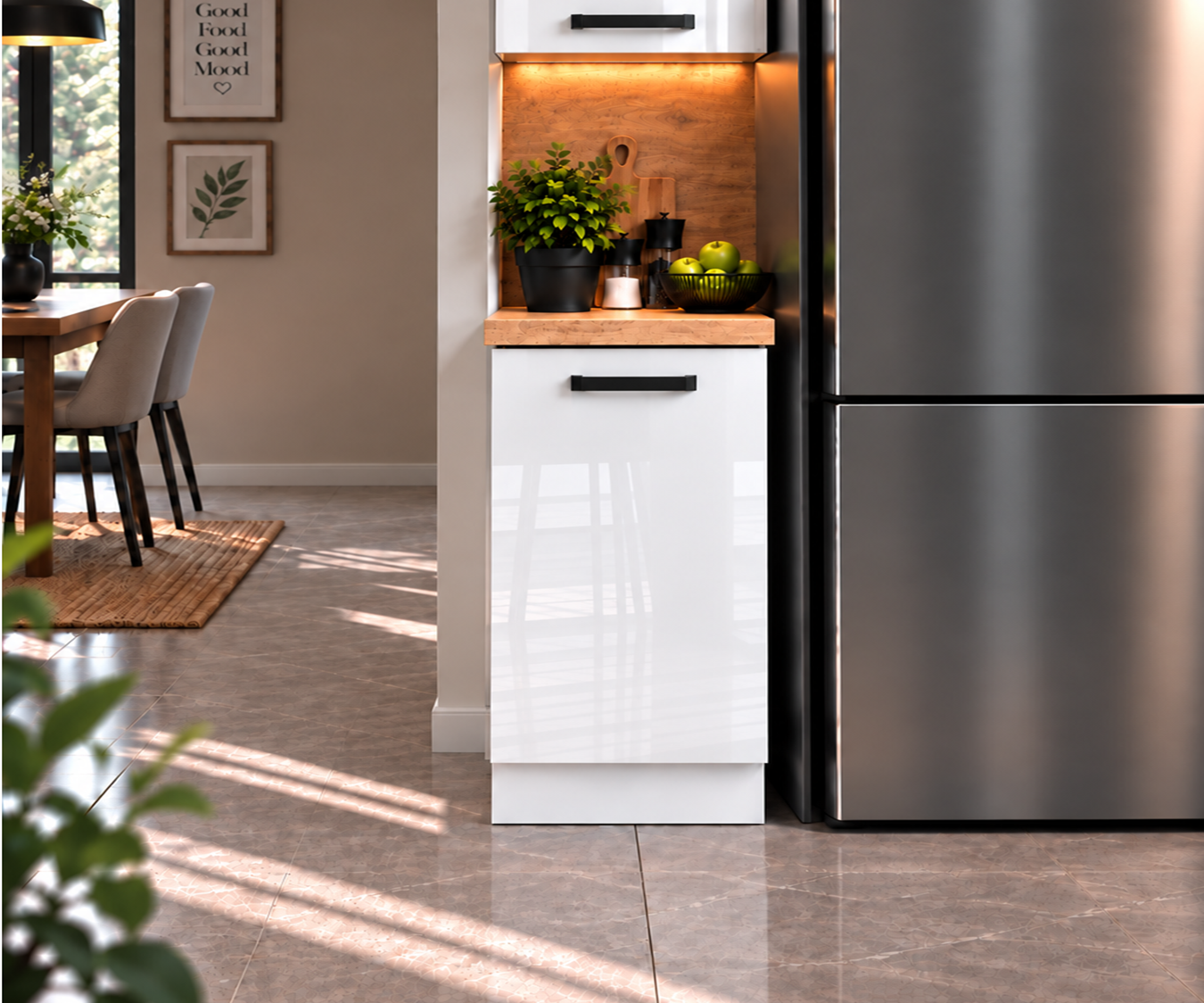 Mobilier bucatarie - Corp inferior Daria, 45-1u, Acril Alb